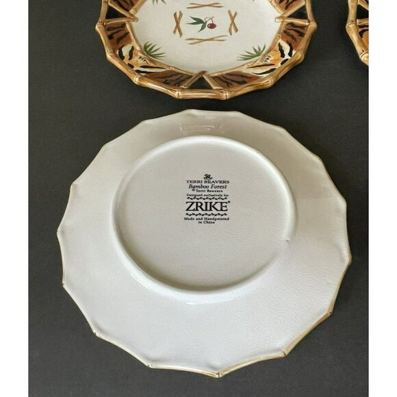 Set of 4 ZRIKE BAMBOO FOREST Hand painted 8" Plates Terri Beavers - Picture 7 of 8